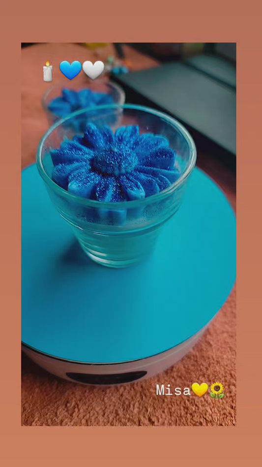 Vela de Flor azul con Brillos