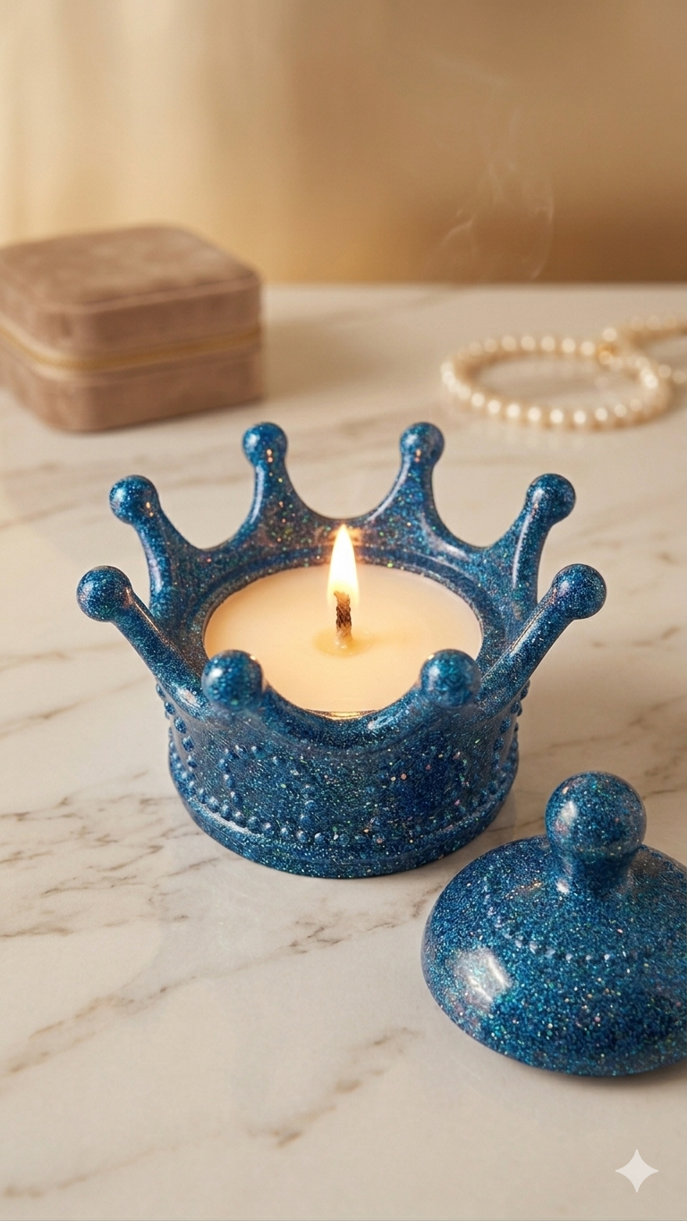 Vela Presiosa de larga duración Envase de Corona en Resina 👑🕯✨️